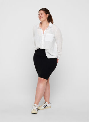 Katoenen blouse met lange mouwen, White, Model image number 2