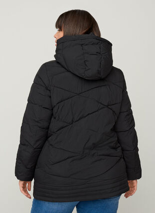 Veste à capuche coupe-vent avec poches, Black, Model image number 1