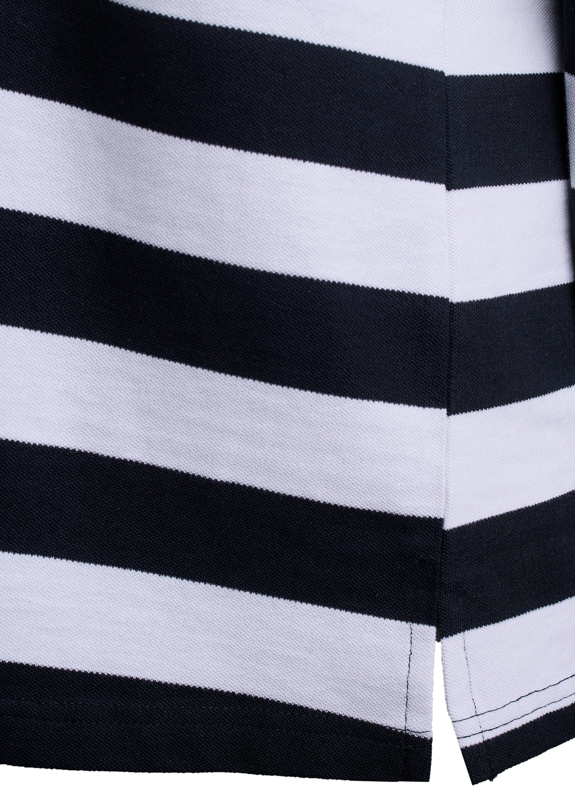 ZizziGestreepte polo met lange mouwen, Zwart, Packshot image number 3