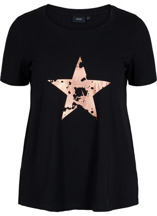 T-shirt à manches courtes avec imprimé, Black w. star copper, Packshot image number 0