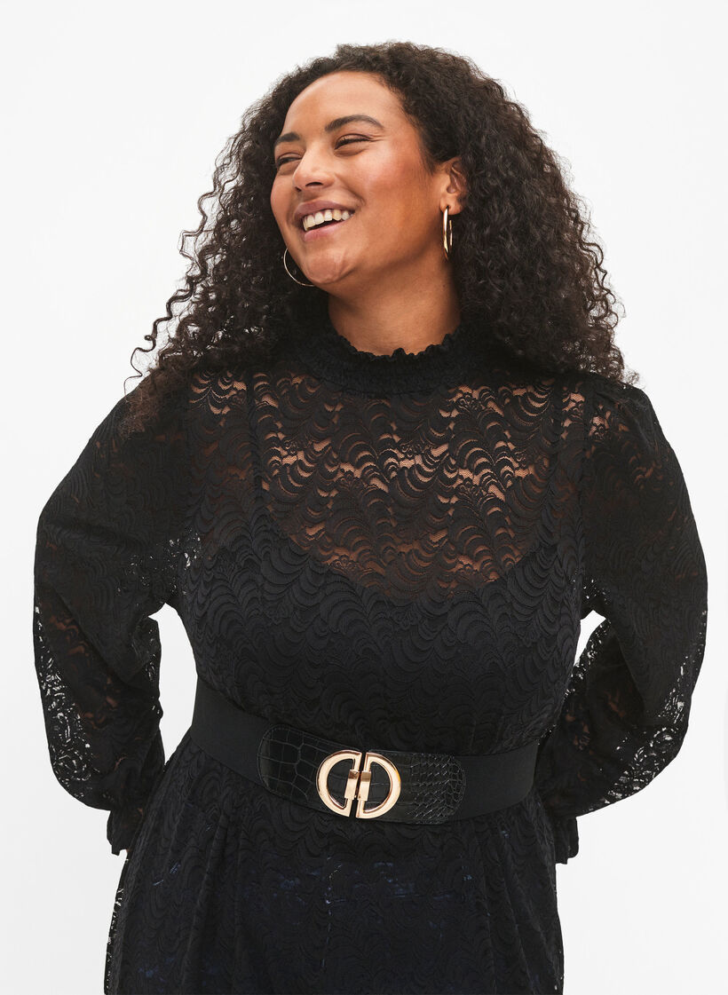 Ceinture élastique avec boucle dorée, Black, Model image number 0