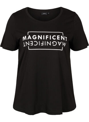 T-shirt en coton à manches courtes avec imprimé, Black/Magnificent, Packshot image number 0