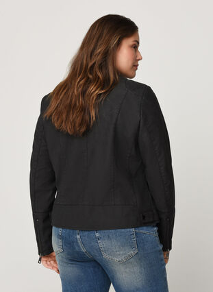 Short faux suede jacket, Black, Model image number 1