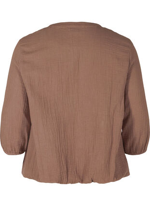Katoenen blouse met knopen en 3/4-mouwen, Deep Taupe, Packshot image number 1