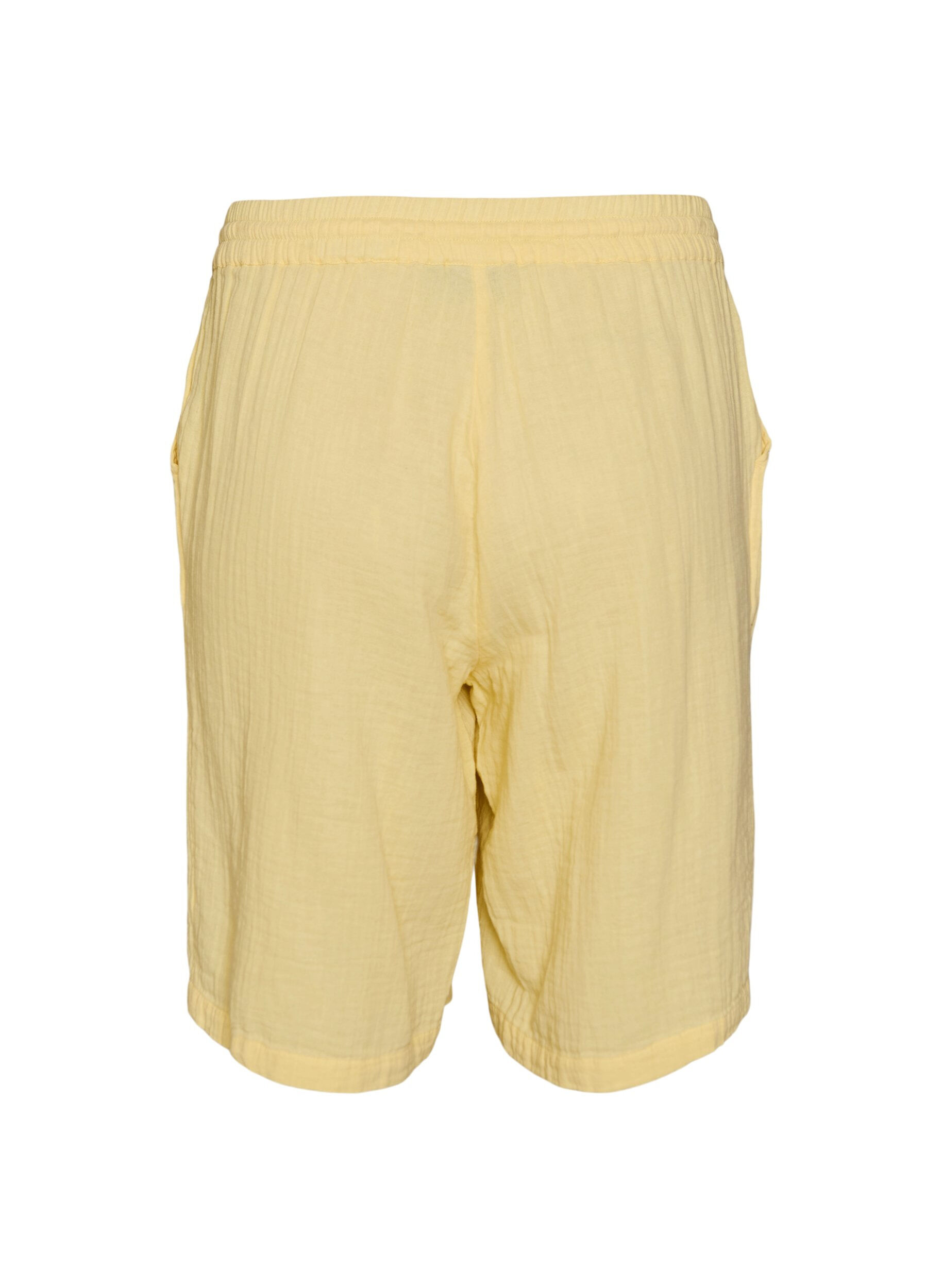 ZizziLos katoenen mousseline shorts met een hoge taille, Geel, Packshot image number 1