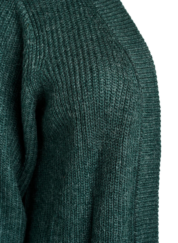 FLASH - Cardigan long en maille côtelée avec poches, Vert foncé, Packshot image number 2