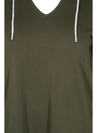 Lang sweatshirt met v-hals en capuchon, Ivy Green, Packshot image number 2