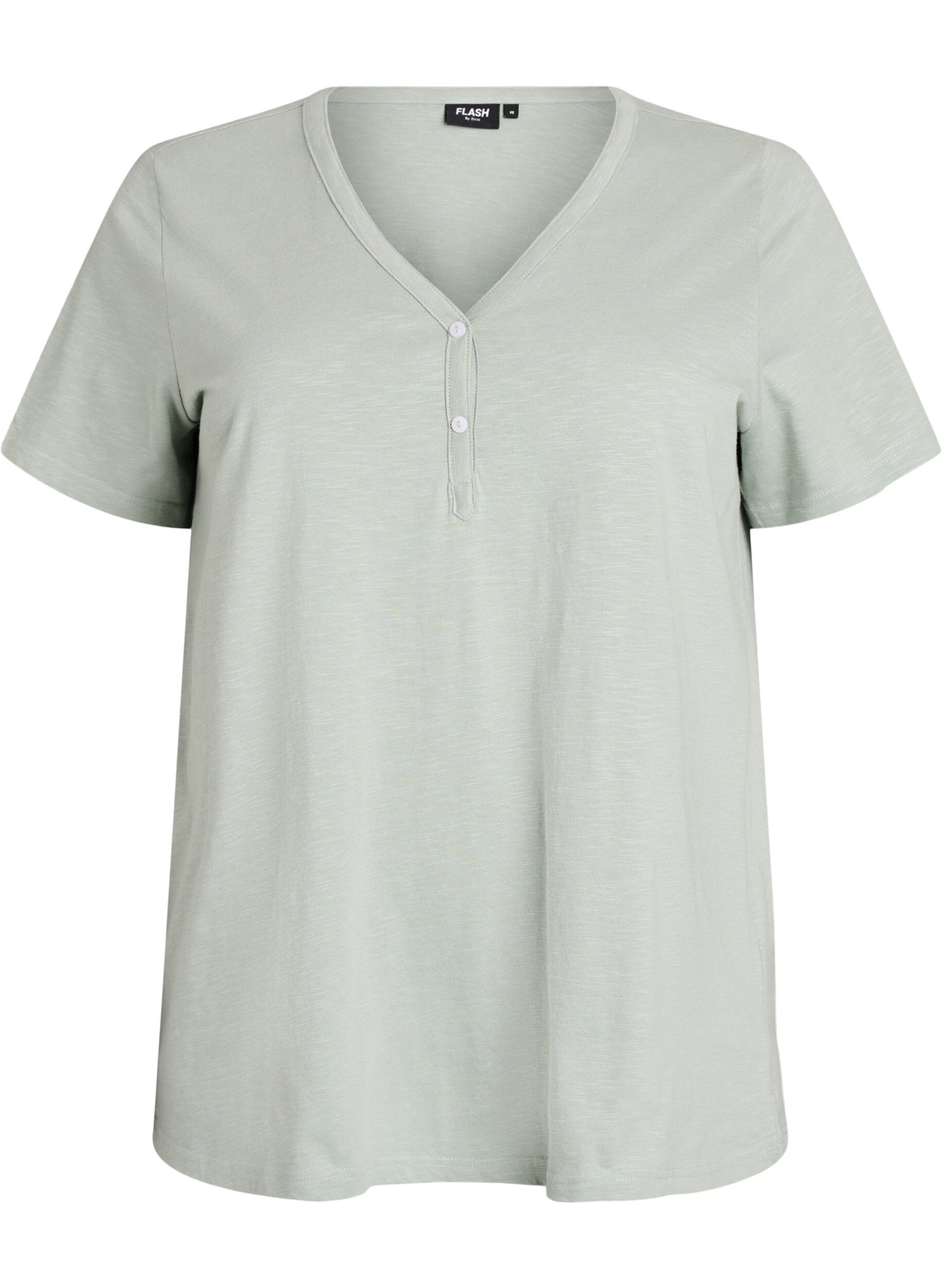 ZizziT-shirt dot&eacute; de boutons, Vert clair, Packshot image number 0