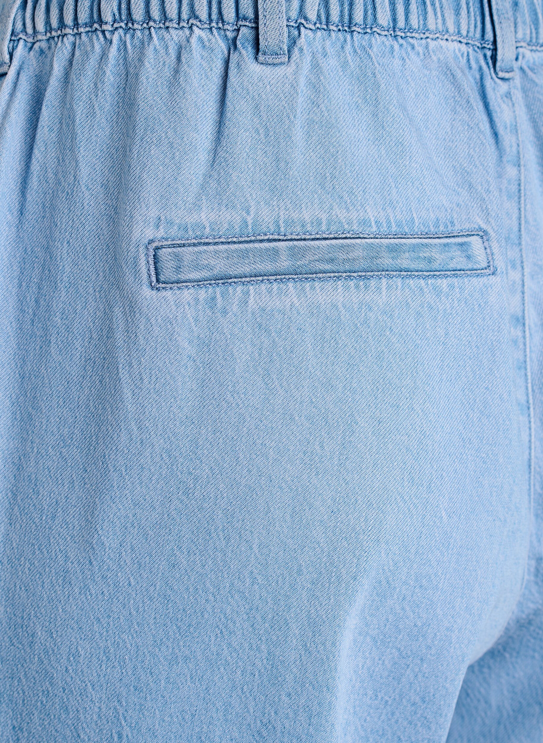 ZizziBrede jeans met een elastische tailleband, Blauw, Packshot image number 3