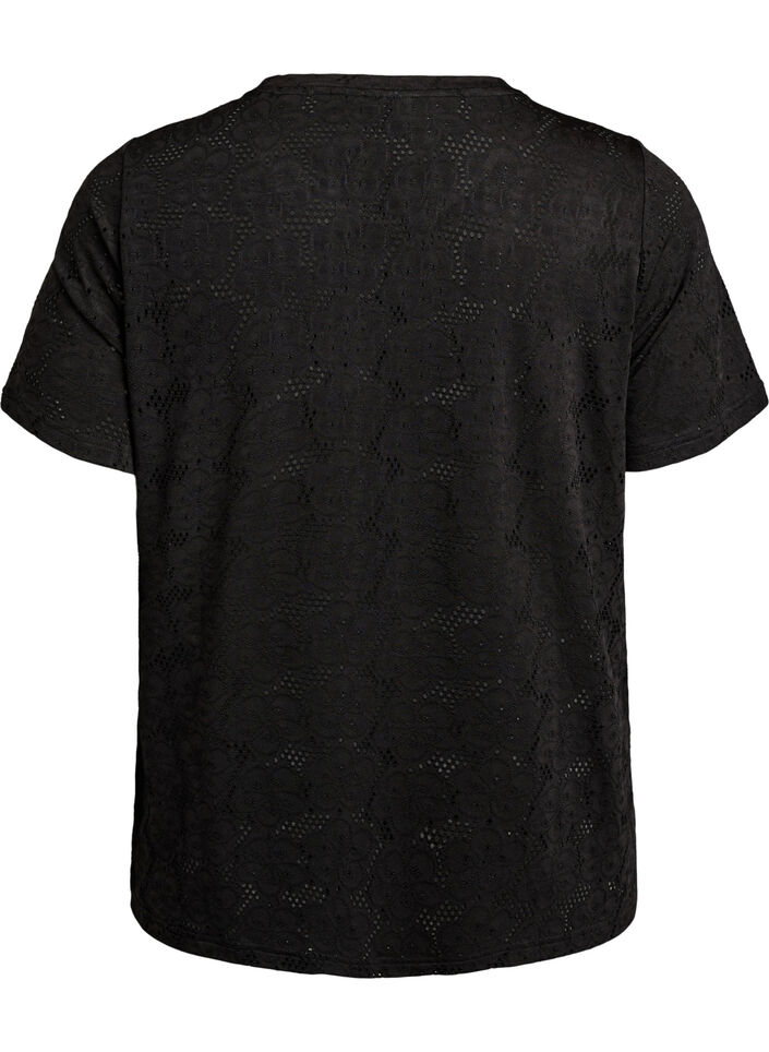 FLASH - T-shirt avec motif ajouré, Noir, Packshot image number 1