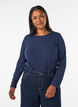 Blouse basique en jersey &agrave; manches longues, Bleu, Model image number 0