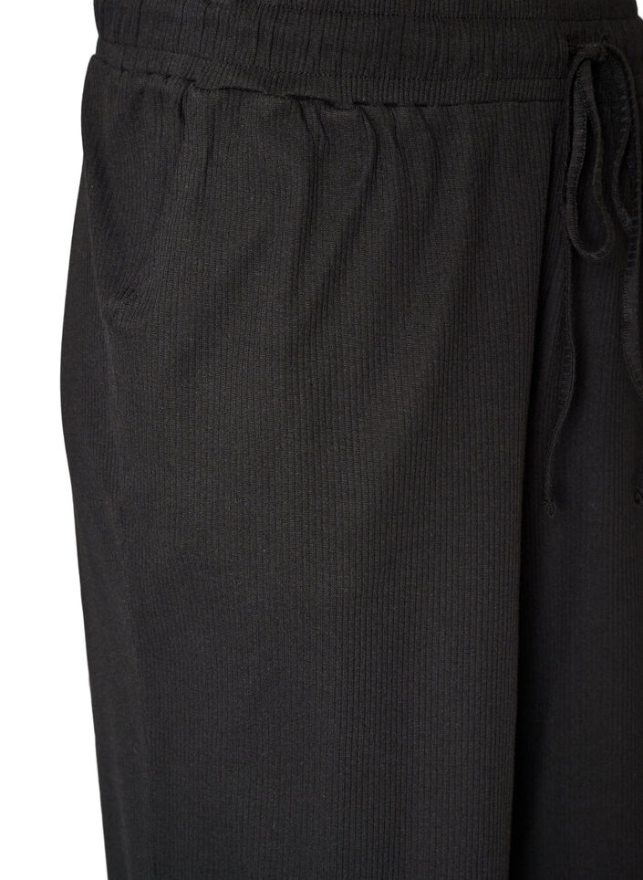 Geribde pyjamabroek met rechte pijpen, Zwart, Packshot image number 2