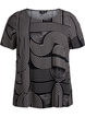 FLASH - Viscose blouse met korte mouwen en print, Zwart, Packshot image number 0