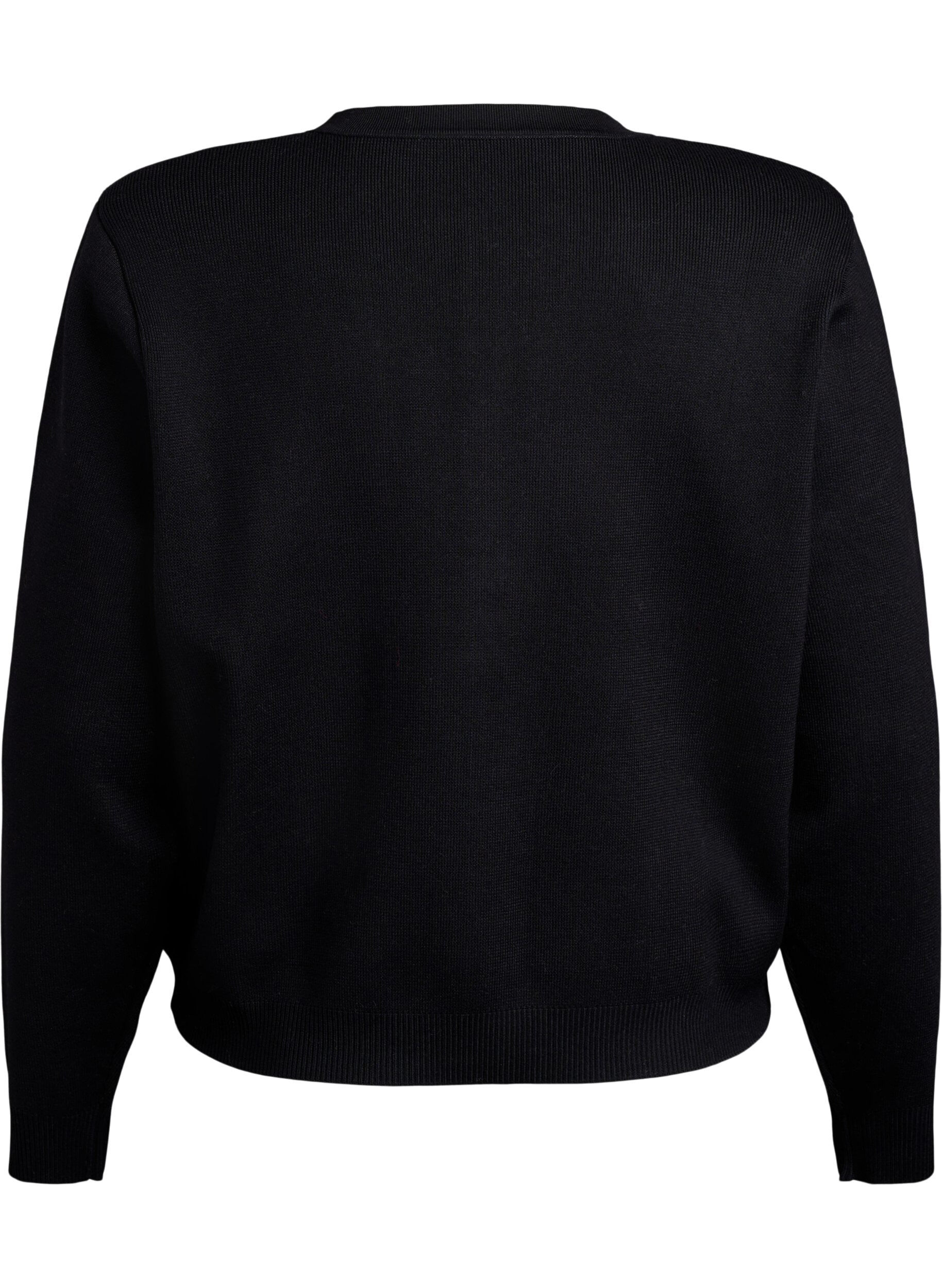 ZizziCardigan met decoratieve gouden knopen, Zwart, Packshot image number 1