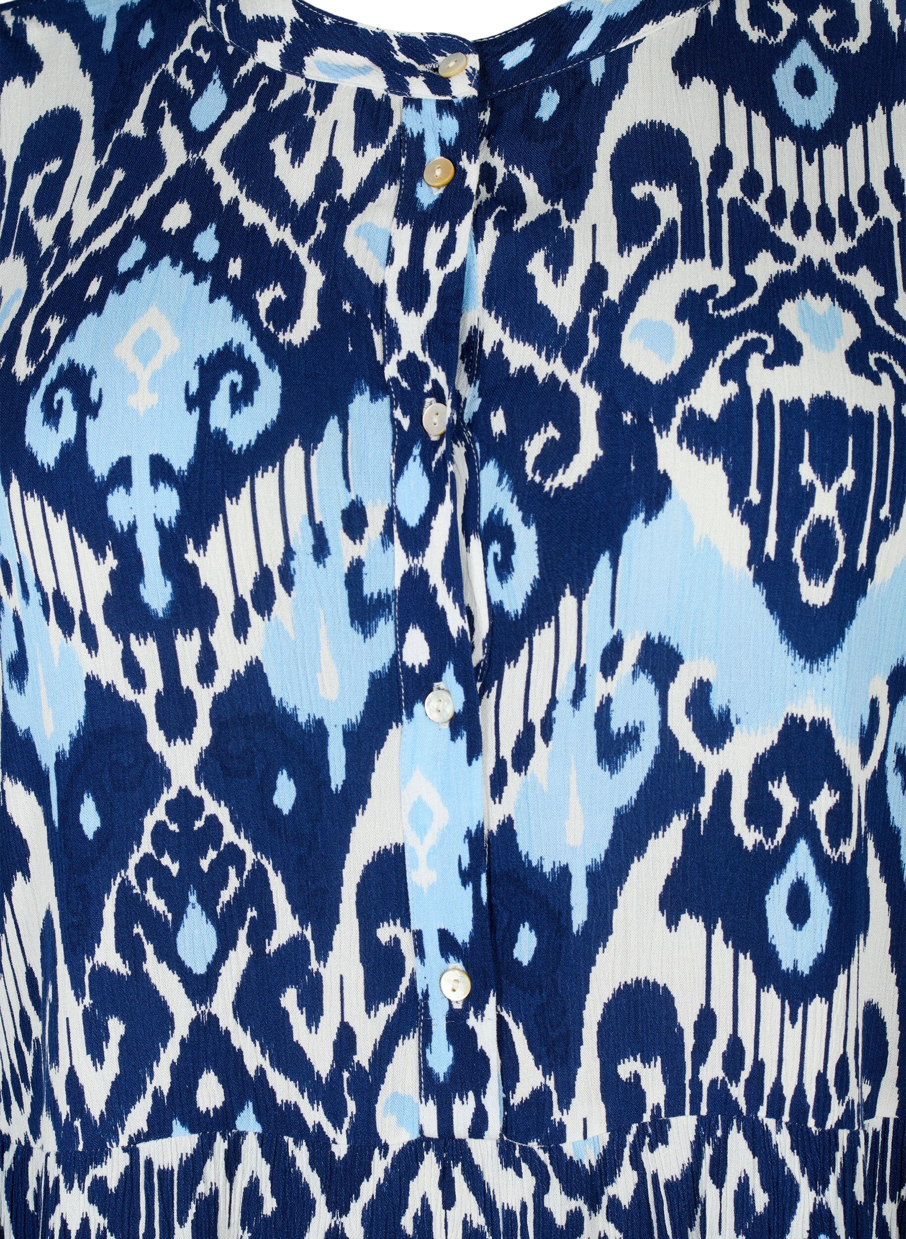 ZizziViscose jurk met korte mouwen en print, Blue Ethnic AOP, Packshot image number 2