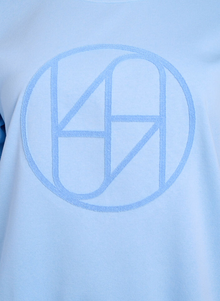 Sweatshirt met badstof logo, Blauw, Packshot image number 2