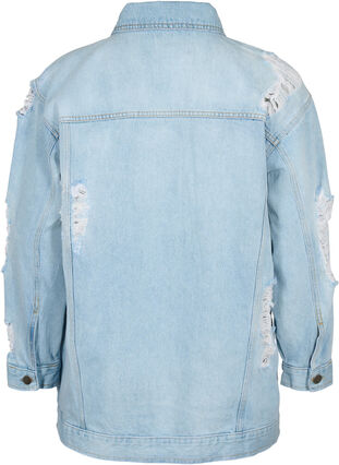 Veste en jean ample avec détails de fente, Light blue denim, Packshot image number 1