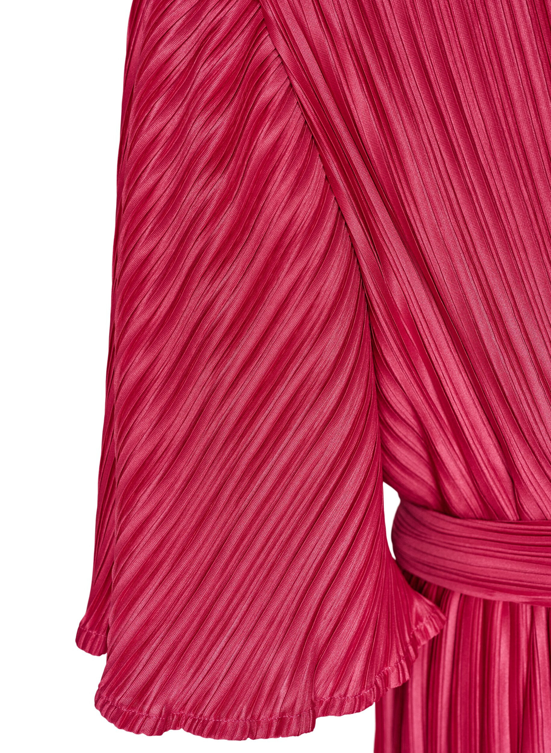 ZizziGeplooide midi-jurk met vleermuismouwen, Roze, Packshot image number 3