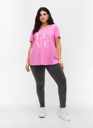 T-shirt en coton avec imprimé, Cyclamen LOVE, Model image number 2