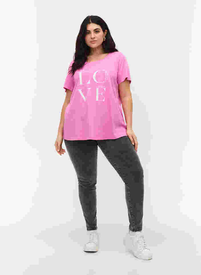 Katoenen t-shirt met print, Cyclamen LOVE, Model image number 2
