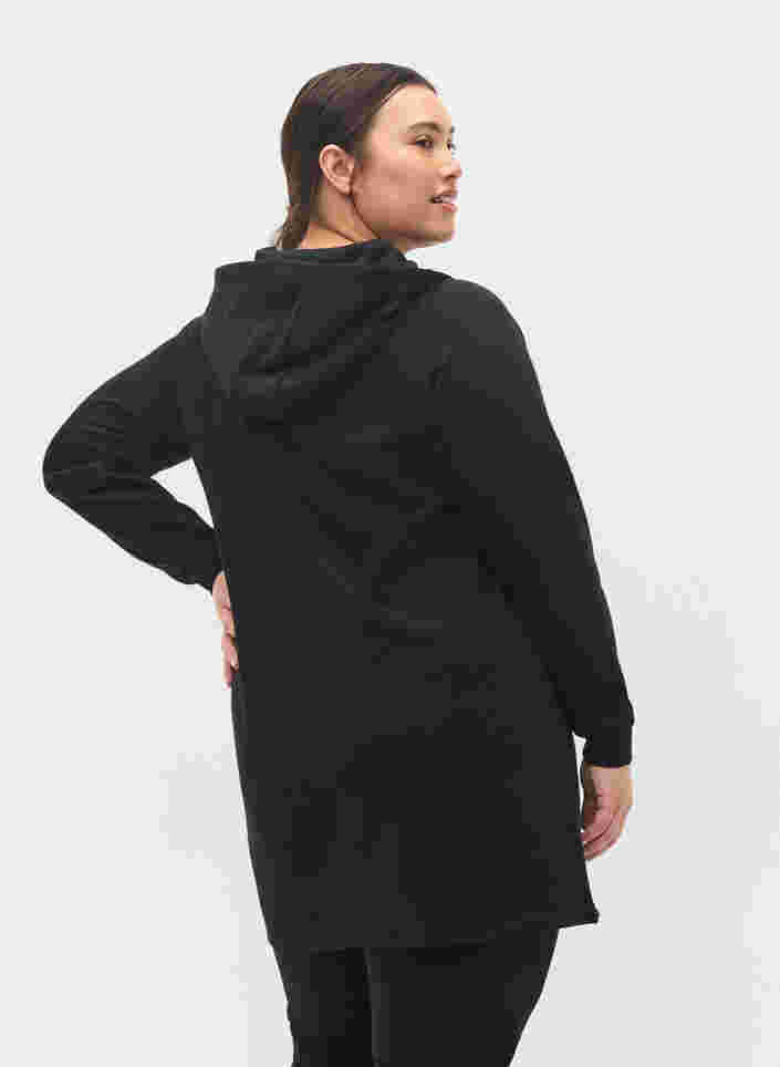 Robe-pull à capuche et fermeture éclair, Black, Model image number 1