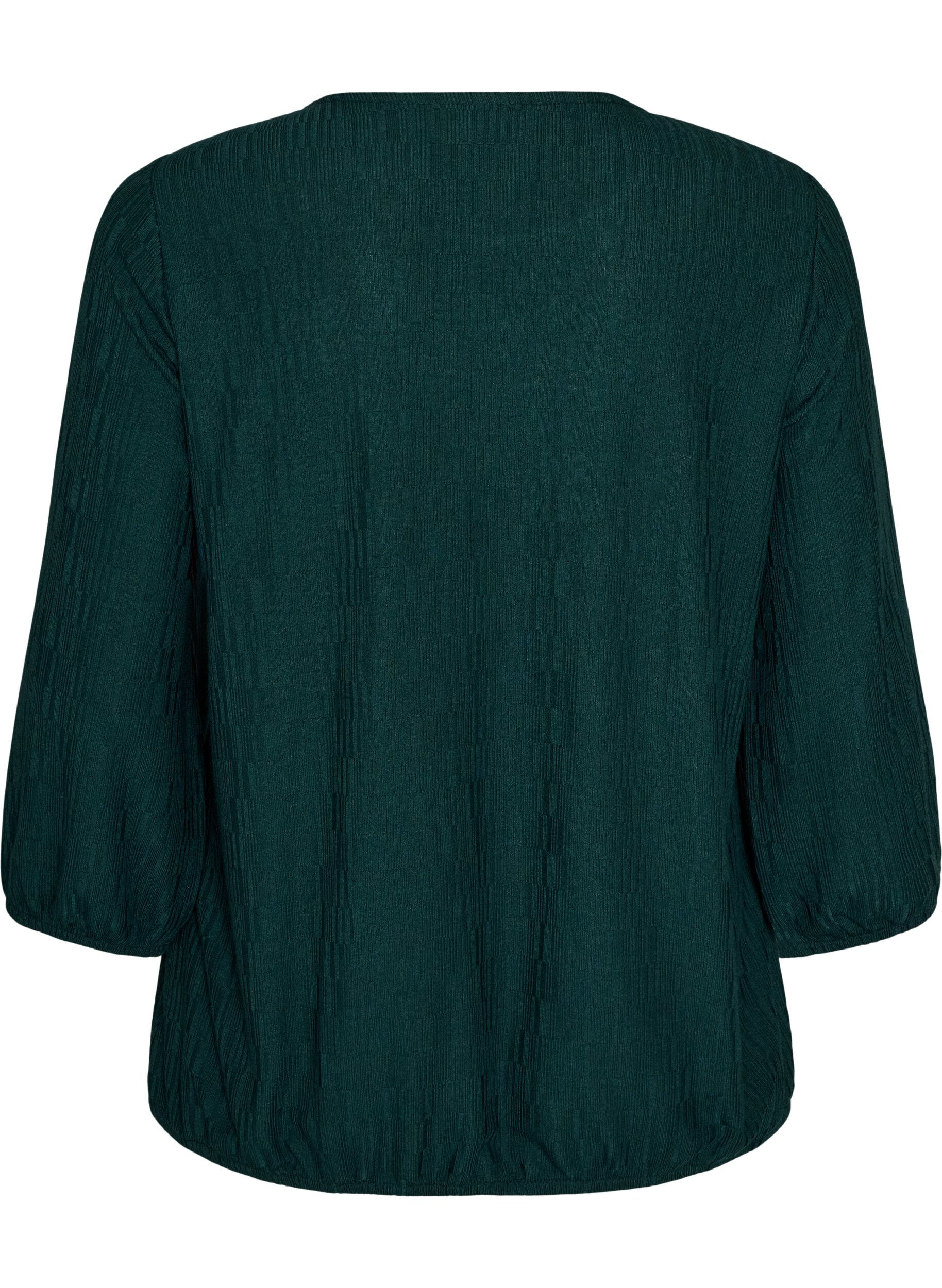 ZizziBlouse met textuur en 3/4 mouwen, Groen, Packshot image number 1