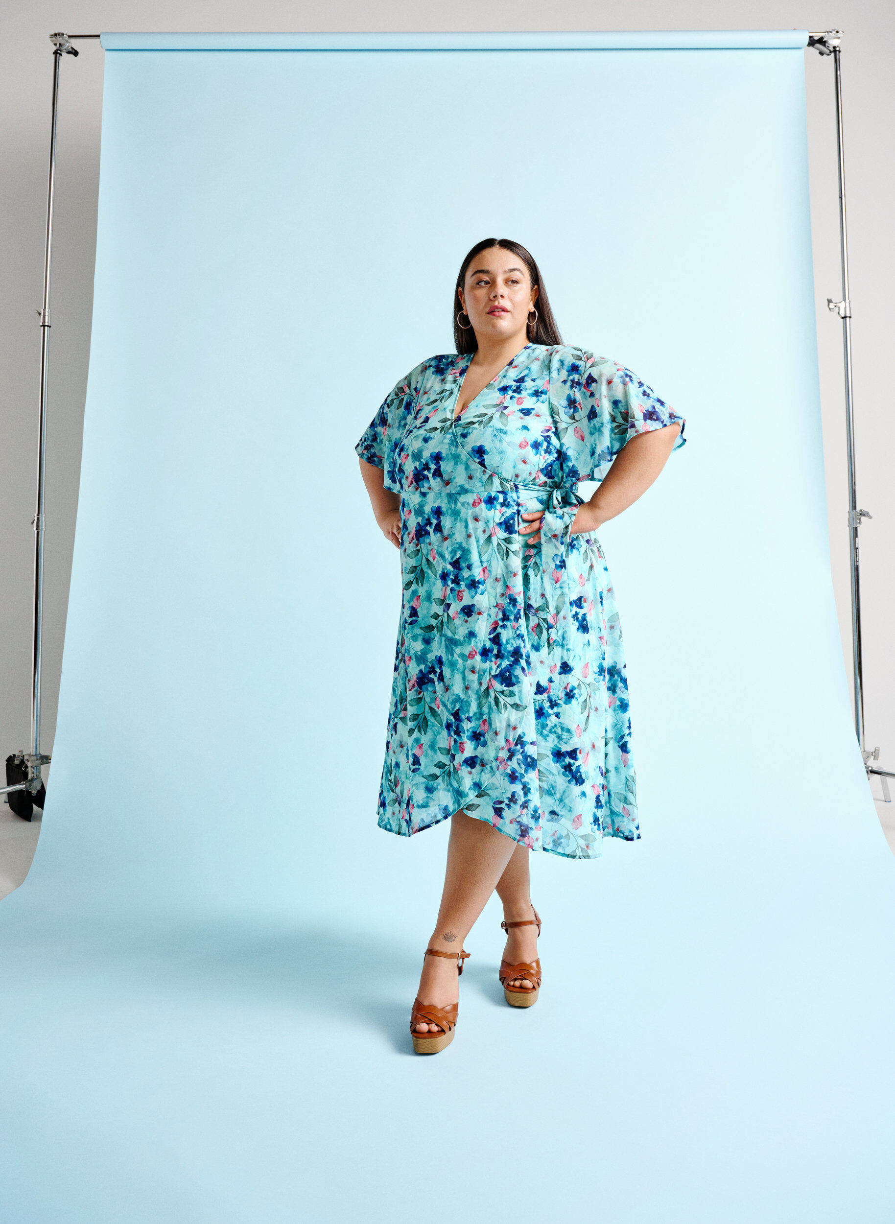 ZizziWikkeljurk met korte mouwen en bloemenprint, Trellis AOP, Image image number 0