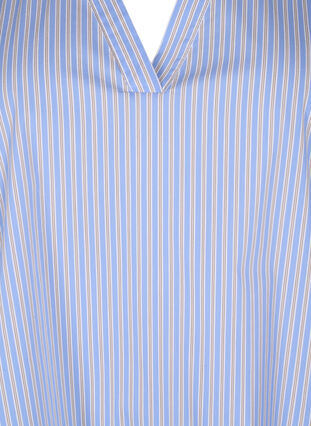 Gestreepte blouse met peplum en ruches, Blue Stripe, Packshot image number 2