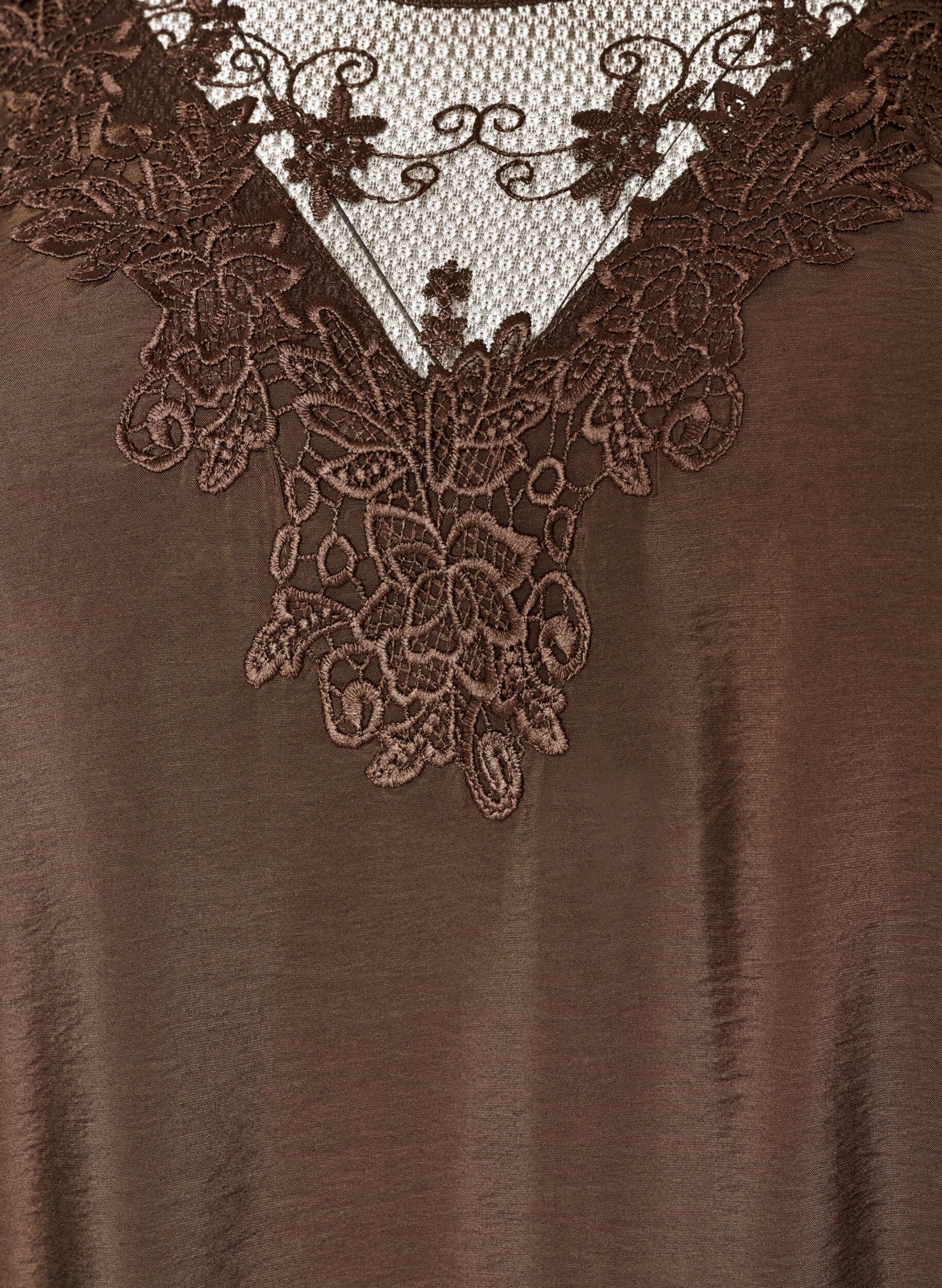 ZizziViscose tuniek met kanten detail, Bruin, Packshot image number 2
