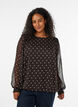 Blouse en mousseline &agrave; pois avec manches transparentes, Marron, Model image number 0