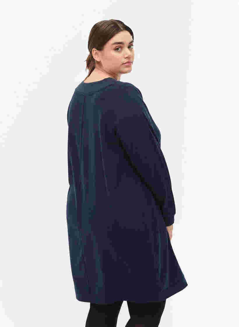 Robe sweat-shirt avec col en V, Navy Blazer, Model image number 1