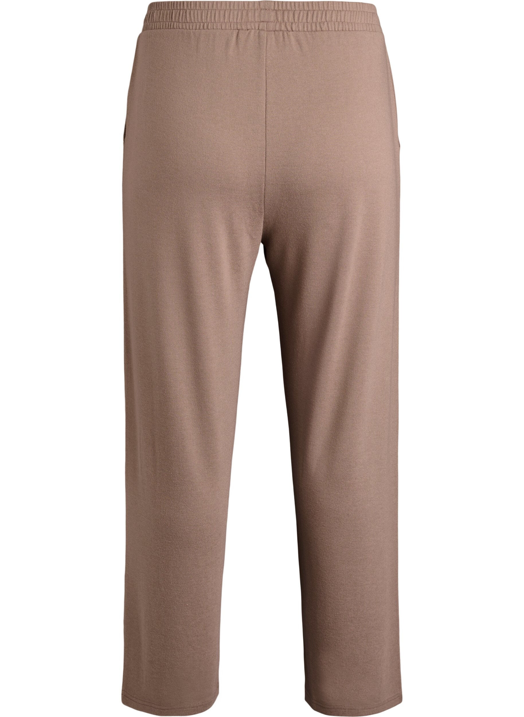 Zizzi Pantalon taille haute coupe droite en jersey, Marron, Packshot image number 1