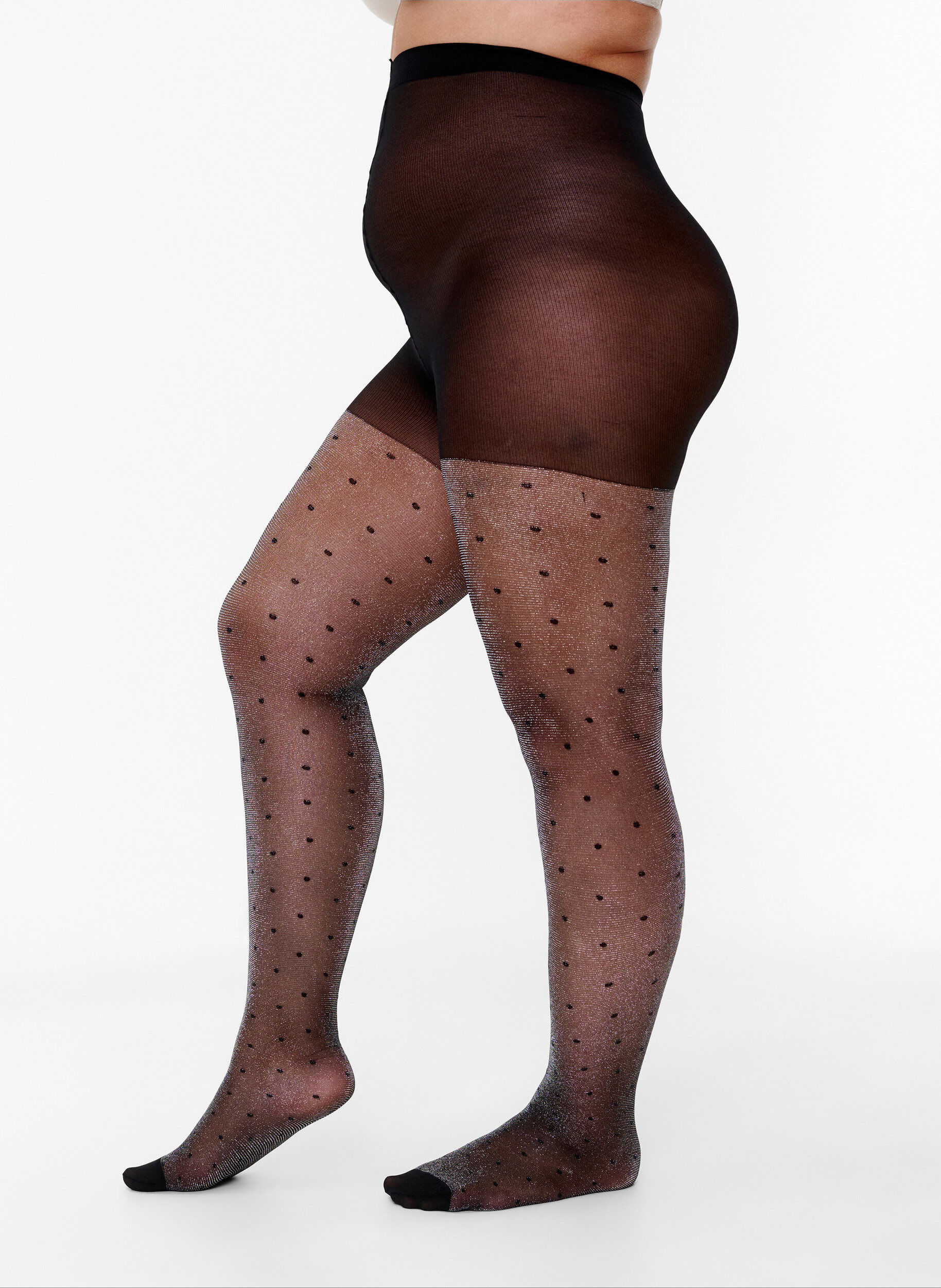 Zizzi Collants &agrave; pois en 30 deniers, Black, Model image number 0