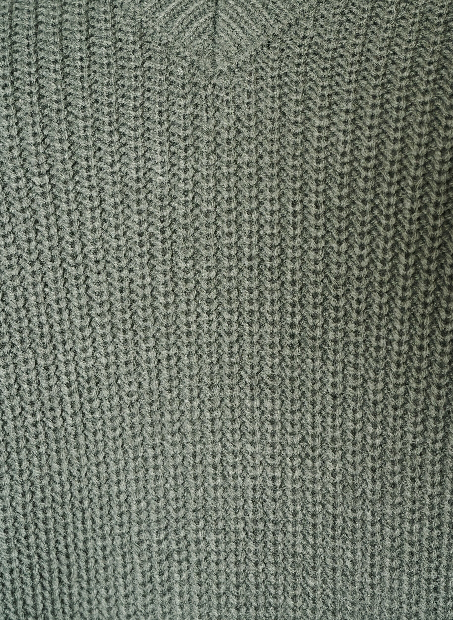 ZizziLange ribgebreide blouse met V-hals, Groen, Packshot image number 2