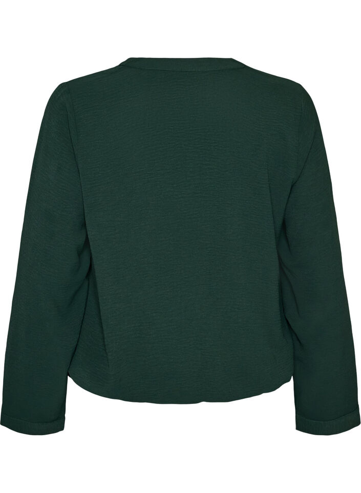 Blouse &agrave; la silhouette ballon avec col en V, Vert fonc&eacute;, Packshot image number 1
