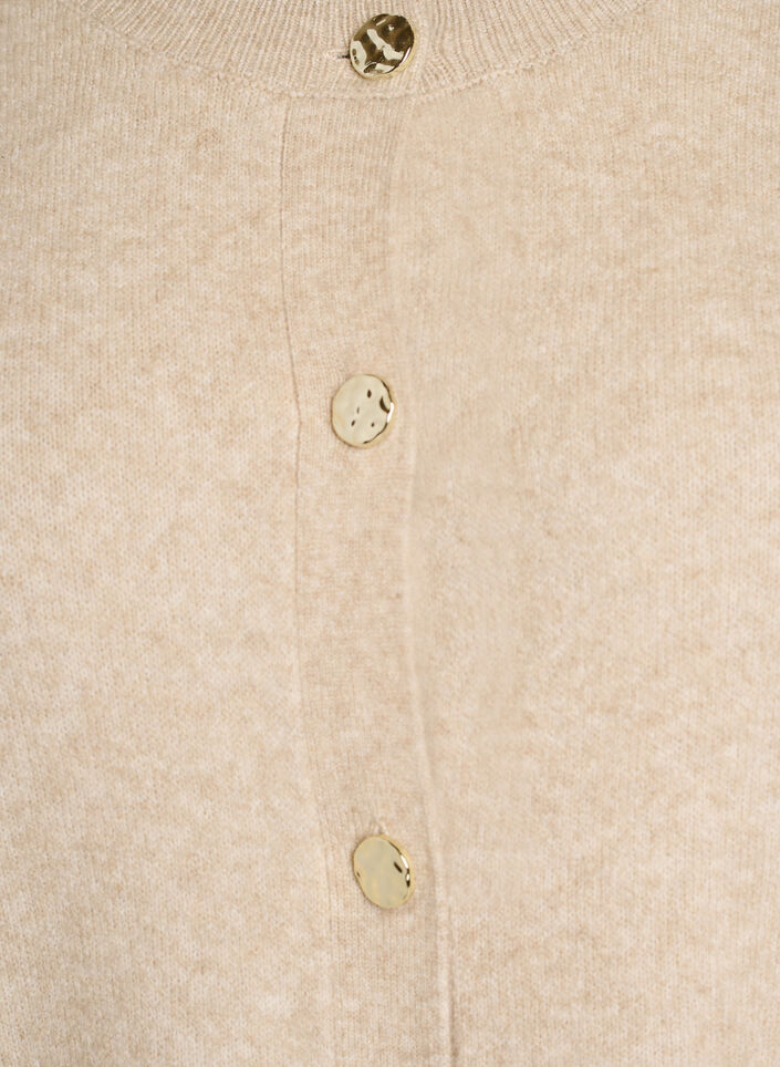 Vest in zacht breisel met goudkleurige knopen, Beige, Packshot image number 2
