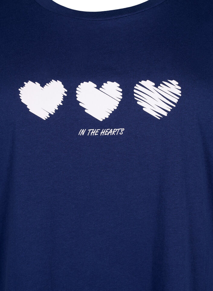 T-shirt en coton &agrave; col ras du cou avec impression, Medieval B.W. Hearts, Packshot image number 2