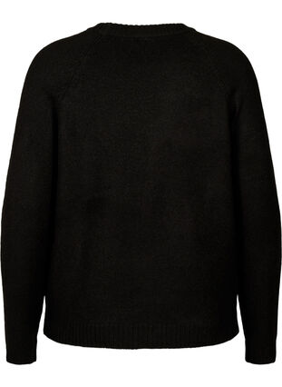 Chemisier en tricot avec texte brodé, Black/Black, Packshot image number 1