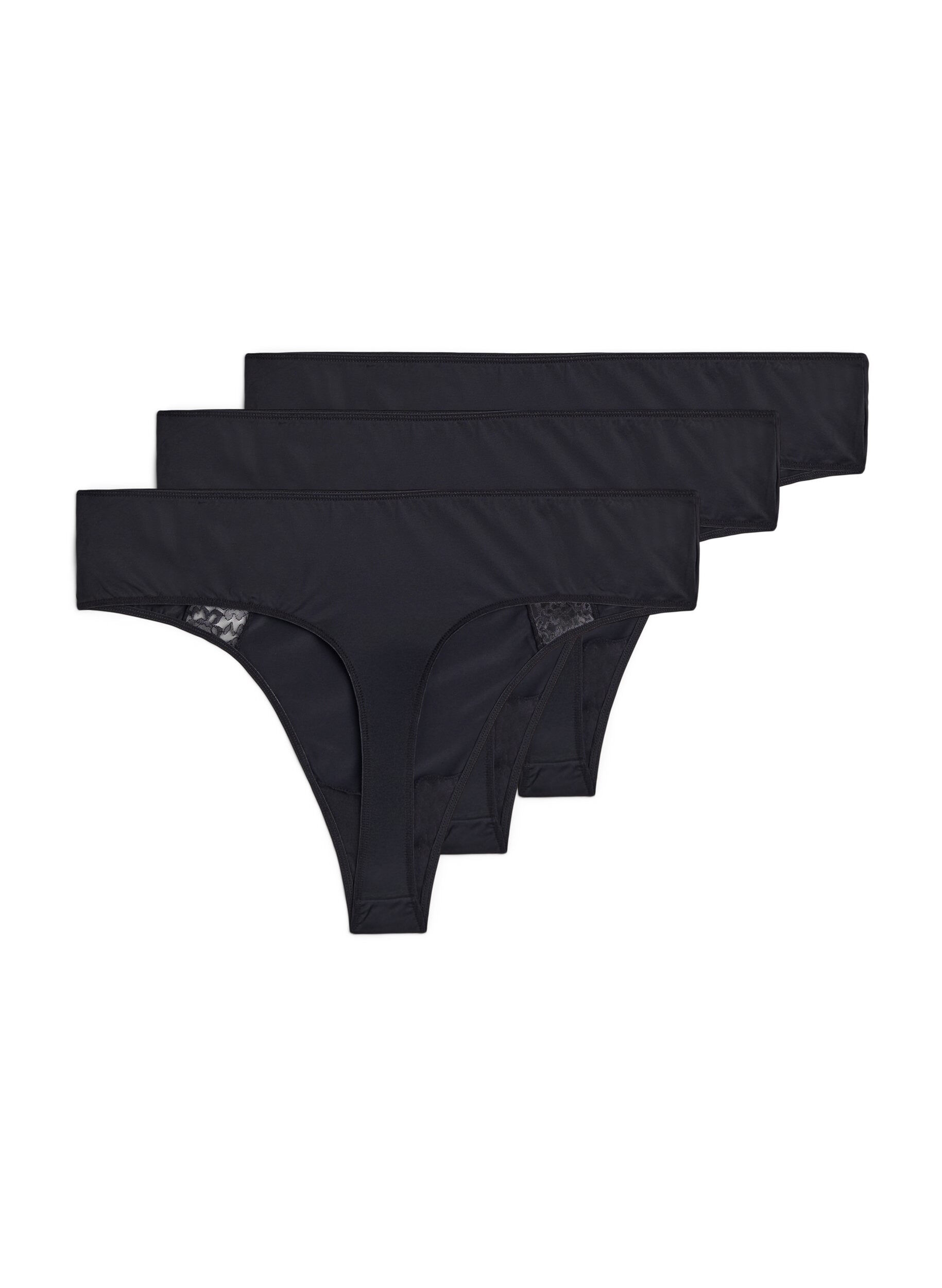 ZizziString en dentelle dans un pack de 3, Noir, Packshot image number 1