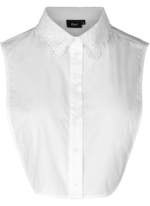 Losse blouse kraag met kant, Bright White, Packshot image number 0