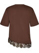 T-shirt avec ourlet asym&eacute;trique en dentelle, Marron, Packshot image number 1