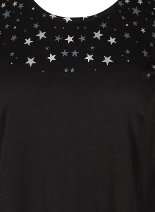 Katoenen t-shirt met korte mouwen en sterretjes, Black STARS, Packshot image number 2
