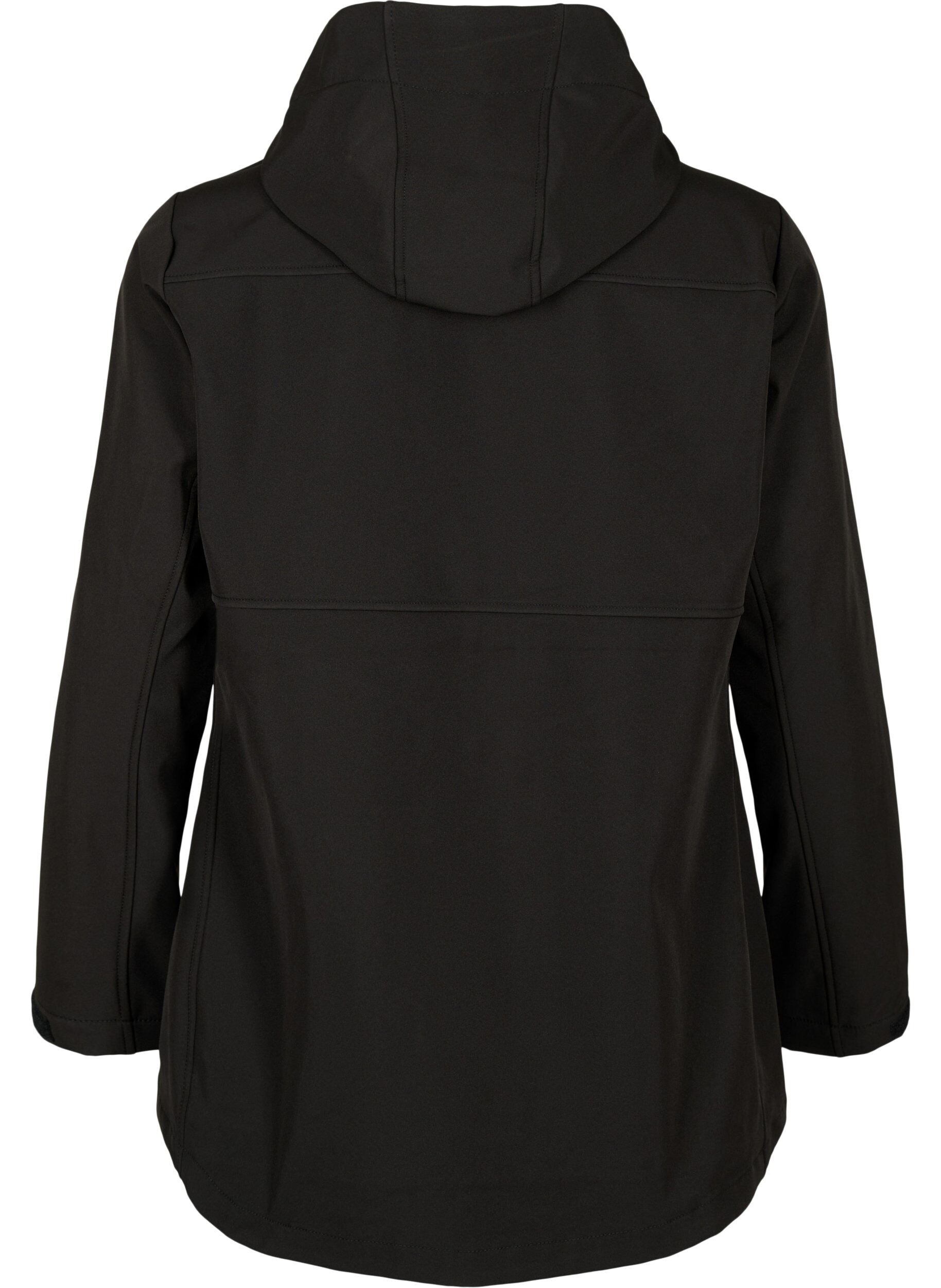 ZizziKorte softshell jas met zakken, Black, Packshot image number 1