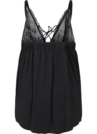 Pyjama jurk met kanten bovenkant, Black, Packshot image number 1