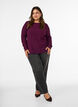 Blouse textur&eacute;e avec bords ondul&eacute;s, Violet, Model image number 1