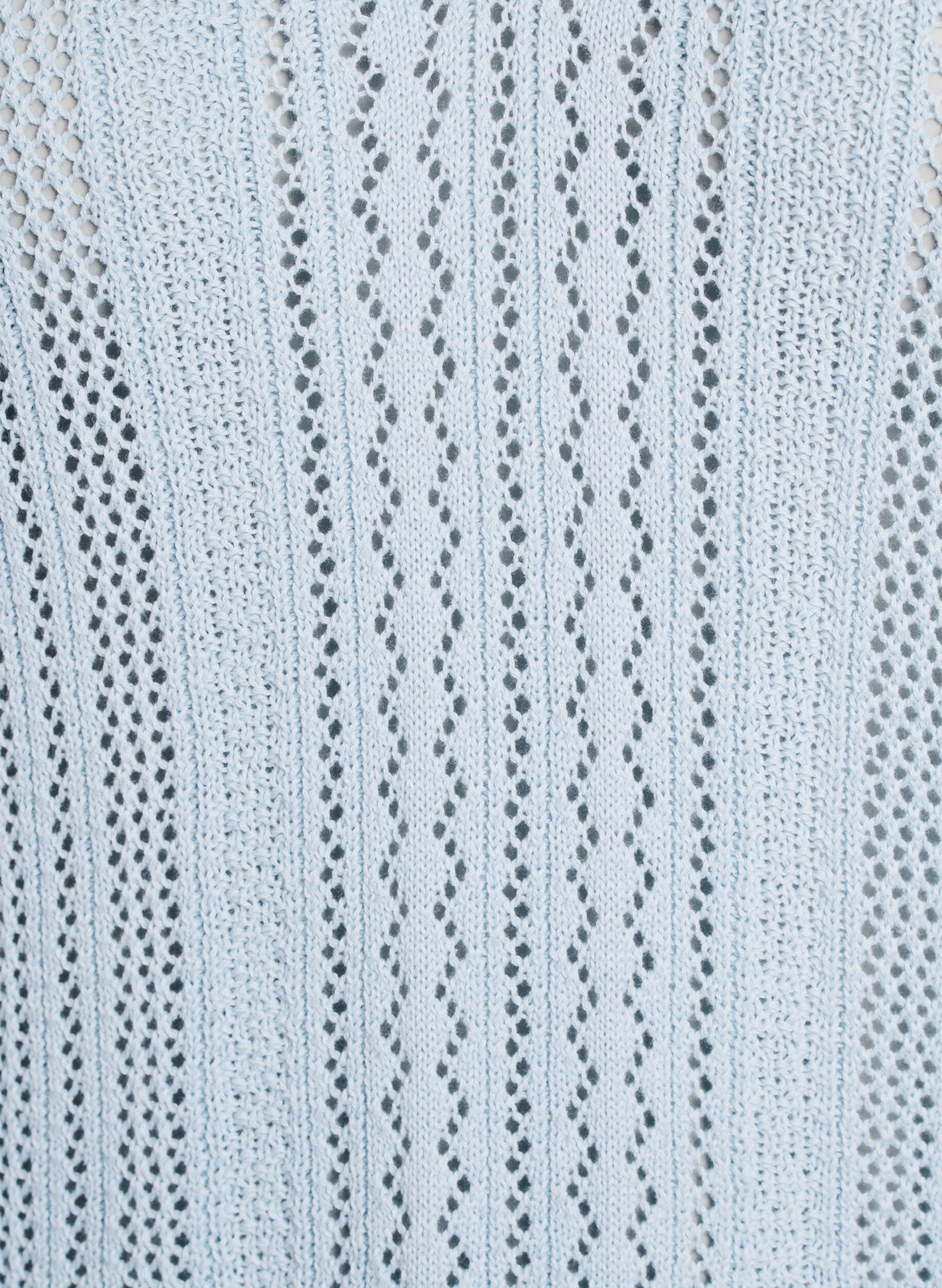 Zizzi Top en maille avec broderie ajour&eacute;e et col V, Bleu Clair, Packshot image number 2
