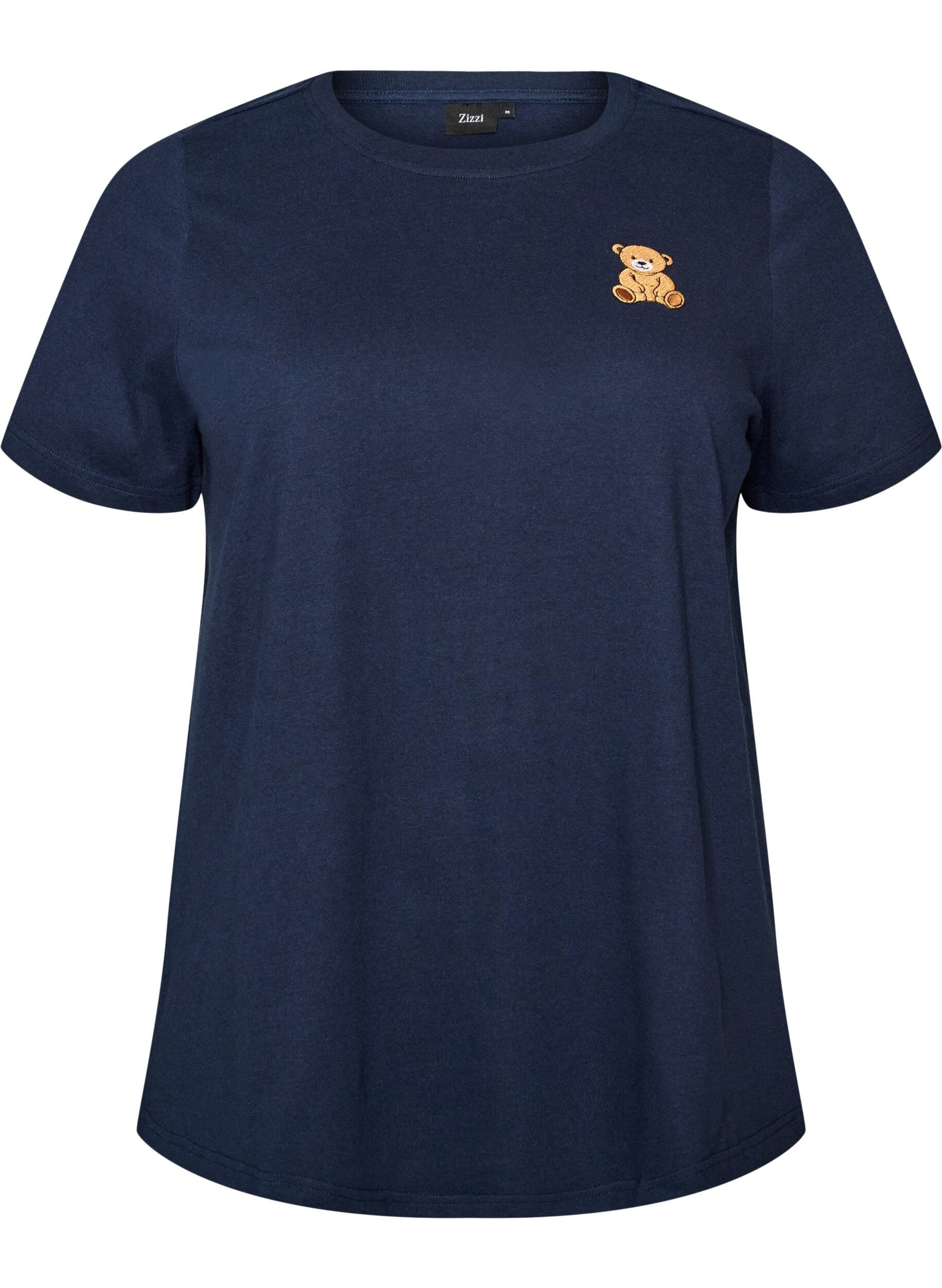 ZizziT-shirt van biologisch katoen met teddybeermotief, Blauw, Packshot image number 0