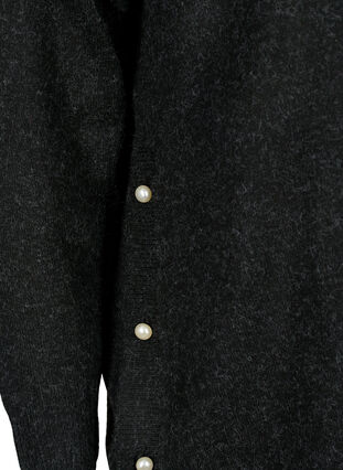 Gebreide gemêleerde pullover met parelknopen aan de zijkanten	, Dark Grey Melange, Packshot image number 3