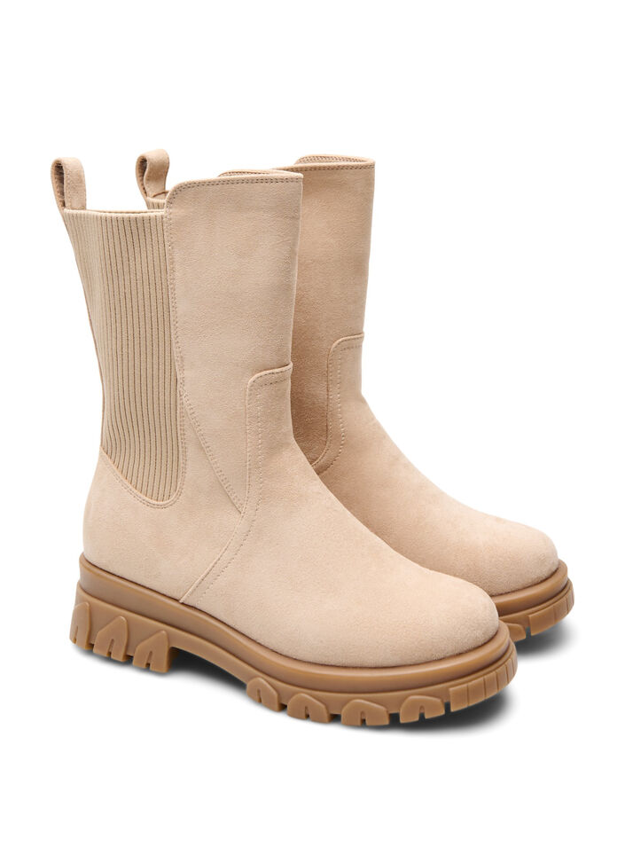 Bottines &agrave; semelle &eacute;paisse en su&eacute;dine, Beige, Packshot