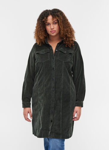 Robe en velours avec boutons et poches, Urban Chic, Model image number 0